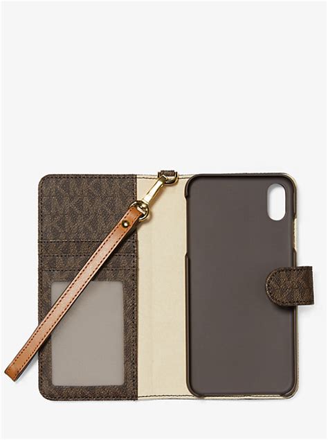 michael kors logo stripe wristlet folio case for iphone xs|Logo Stripe Wristlet Folio Case For iPhone XR .